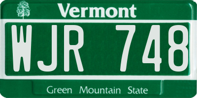 VT license plate WJR748
