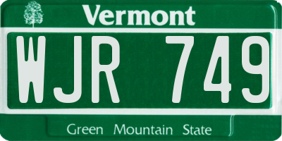 VT license plate WJR749