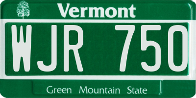 VT license plate WJR750