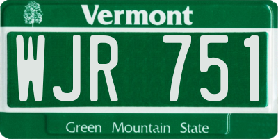 VT license plate WJR751