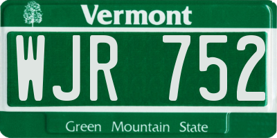 VT license plate WJR752