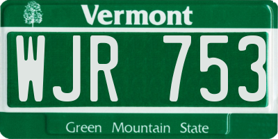 VT license plate WJR753