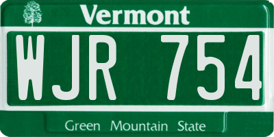 VT license plate WJR754