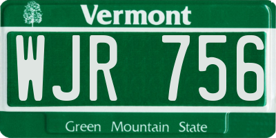 VT license plate WJR756