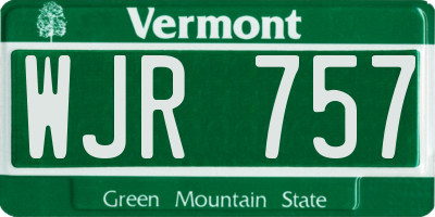 VT license plate WJR757
