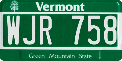 VT license plate WJR758