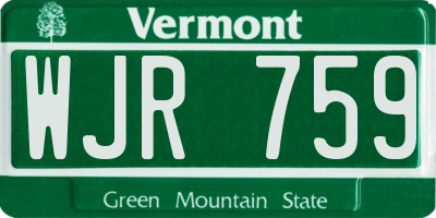 VT license plate WJR759