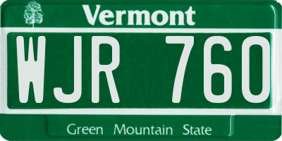 VT license plate WJR760