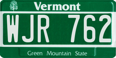 VT license plate WJR762