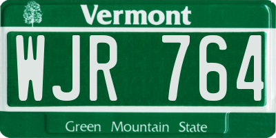 VT license plate WJR764