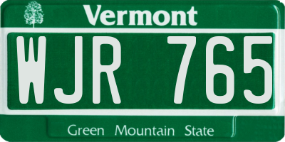 VT license plate WJR765