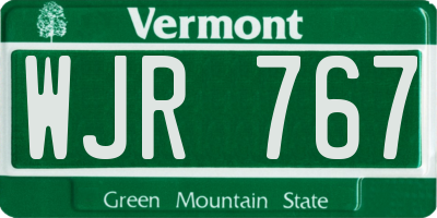 VT license plate WJR767