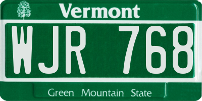 VT license plate WJR768