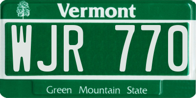 VT license plate WJR770