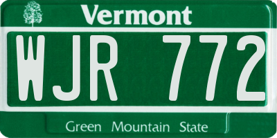 VT license plate WJR772
