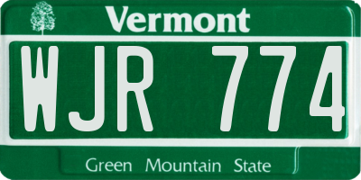 VT license plate WJR774