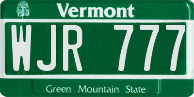 VT license plate WJR777