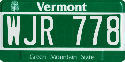 VT license plate WJR778
