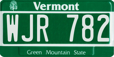 VT license plate WJR782