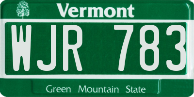 VT license plate WJR783