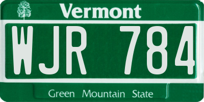 VT license plate WJR784