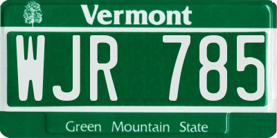 VT license plate WJR785