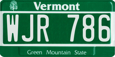 VT license plate WJR786