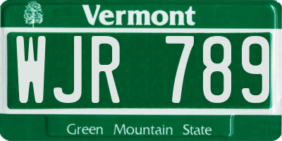 VT license plate WJR789