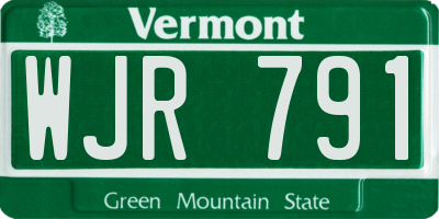 VT license plate WJR791