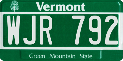 VT license plate WJR792