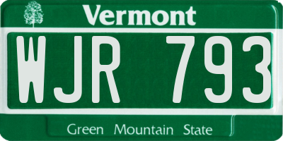 VT license plate WJR793