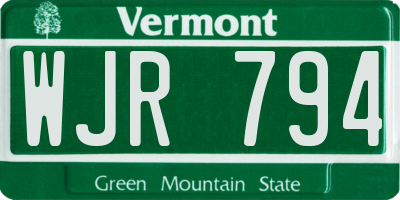 VT license plate WJR794