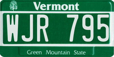 VT license plate WJR795