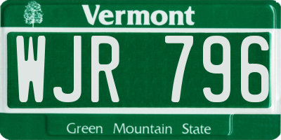 VT license plate WJR796