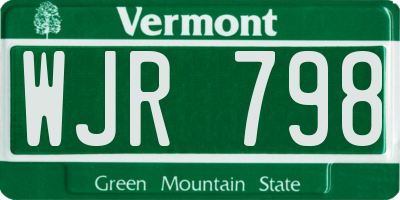 VT license plate WJR798