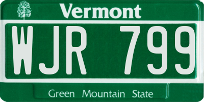 VT license plate WJR799