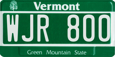 VT license plate WJR800
