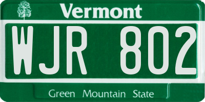 VT license plate WJR802