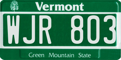 VT license plate WJR803