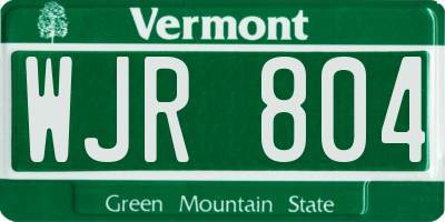 VT license plate WJR804