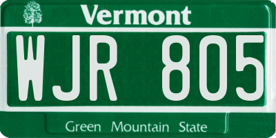 VT license plate WJR805