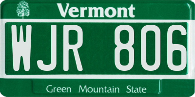 VT license plate WJR806