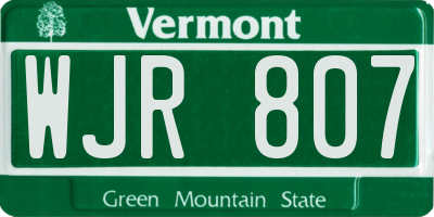 VT license plate WJR807