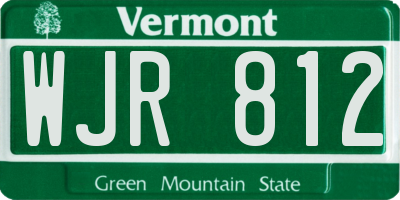 VT license plate WJR812
