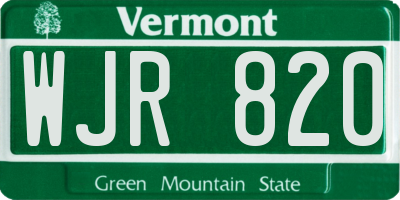 VT license plate WJR820