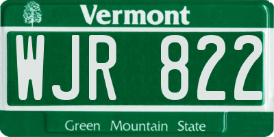 VT license plate WJR822