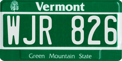 VT license plate WJR826