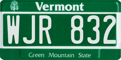 VT license plate WJR832
