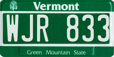 VT license plate WJR833