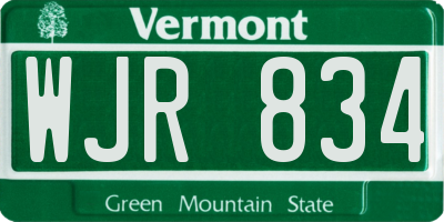 VT license plate WJR834